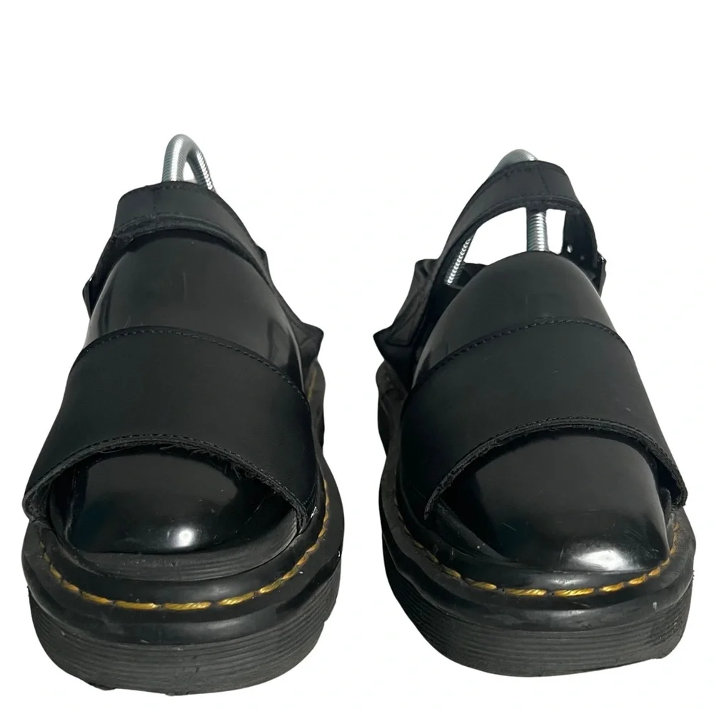 Dr. Martens Voss Black Hydro Leather Platform Sandals Shoes Open Toe Size 7 - Picture 3 of 12